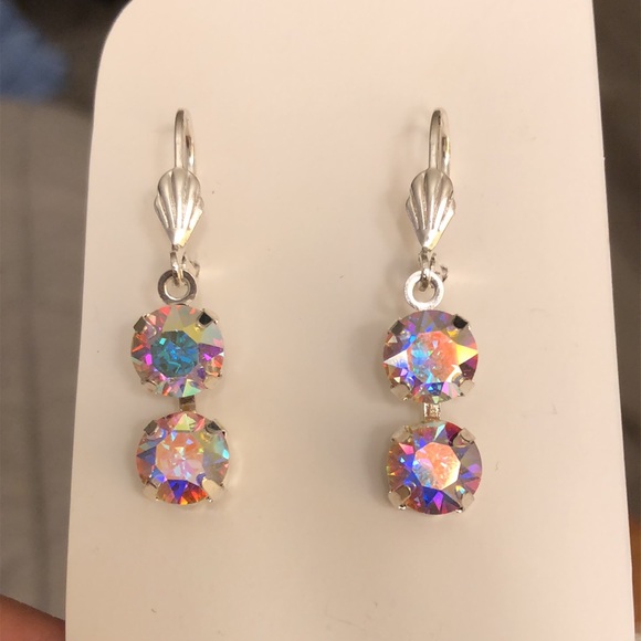 Aurora Borealis Crystal Drop Earrings - Picture 7 of 11